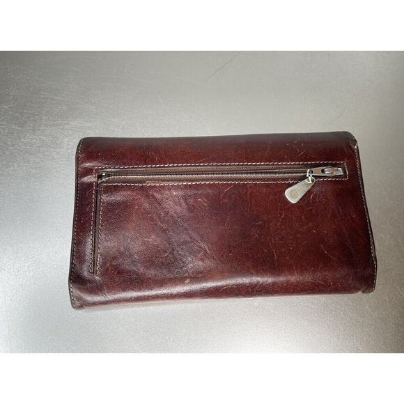 Bosca Leather Bifold With Flap Wallet Brown Snap Purse Check Book - Picture 2 of 10